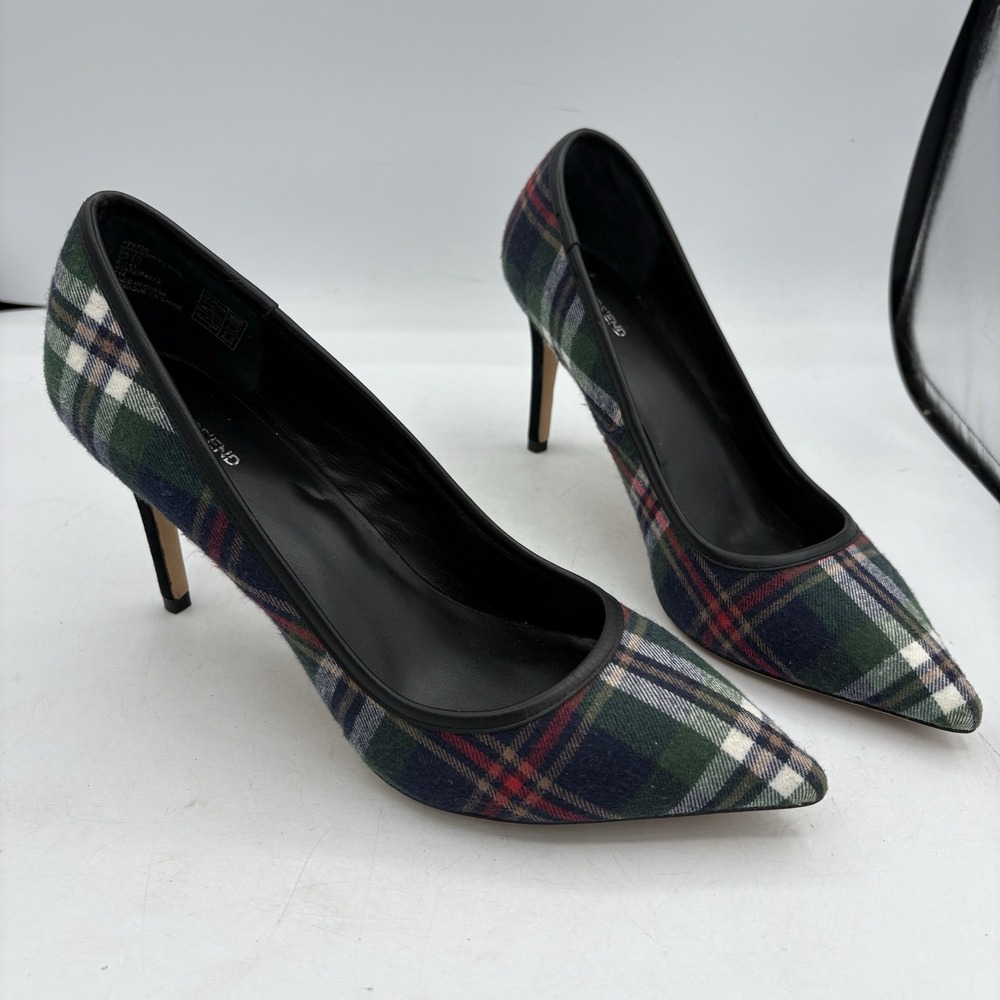 Lands End Shoes Womens Size 9.5 Plaid Heels Pumps Pointed Toe